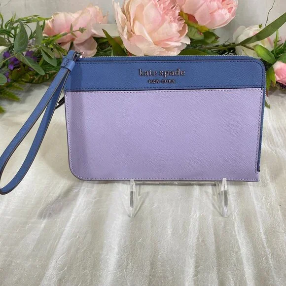 Kate Spade Lucy Medium L Zip Wristlet Purple Lilac Wallet